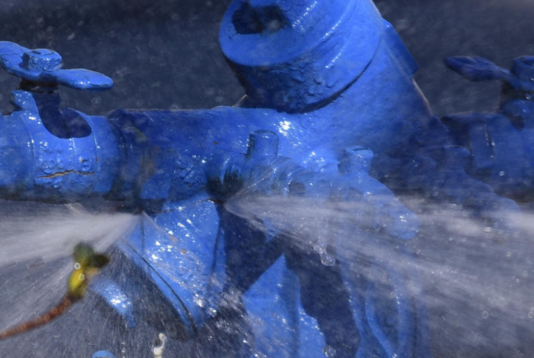 A water pipe bursts from freezing